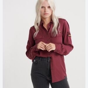 Harley Davidson 1X Women’s Maroon Button Embroidered Parch Logo Blouse/Shirt